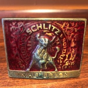 Vintage SCHLITZ Malt Liquour Enameled Belt Buckle